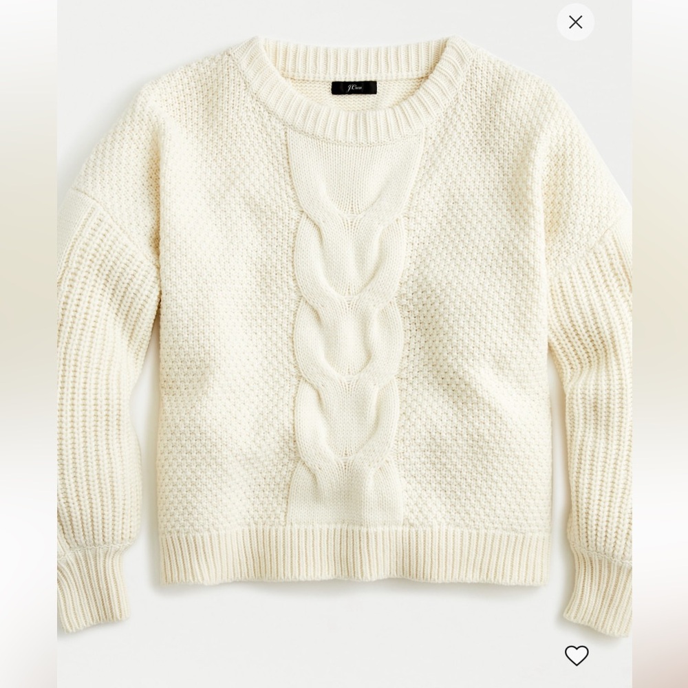 Cable-Knit ballon sleeve Cream Sweater